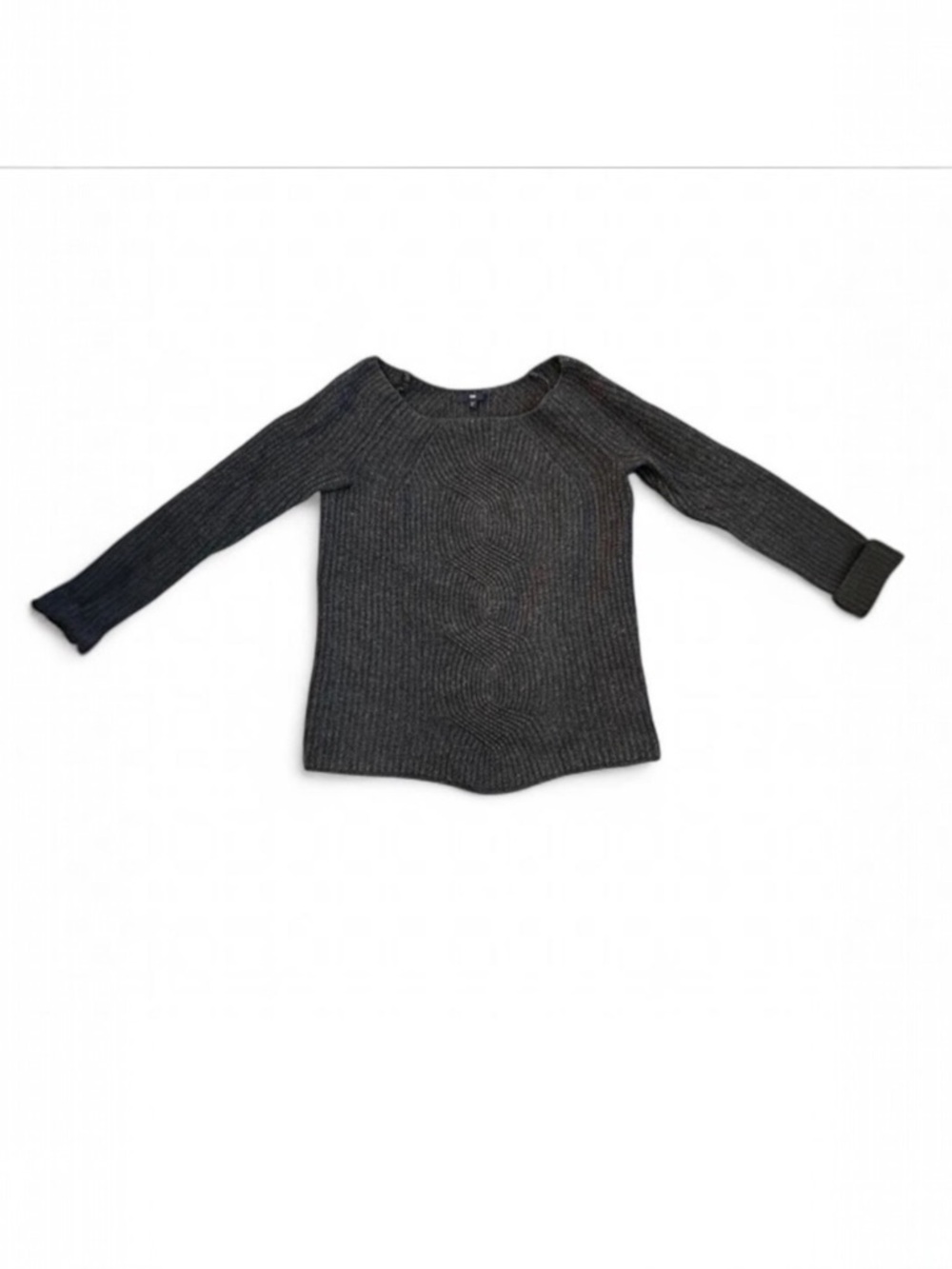 GAP Asymmetrical Hem Wool Blend Textured Cable Sweater M Circular Knit Capsule